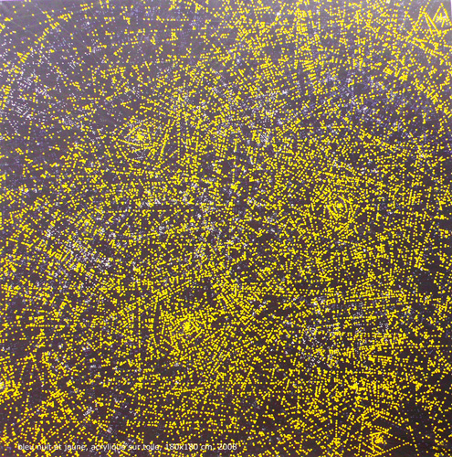 Bleu Nuit et Jaune, acrylique sur toile, 180X180cm, 2009