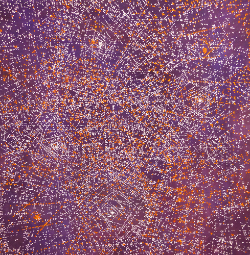 Pourpre orangé, acrylique sur toile, 130X130cm, 2009