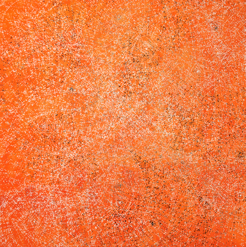 Rouge orangé Clair II, mine de plomb et acrylique sur toile, 200x200 cm, 2010