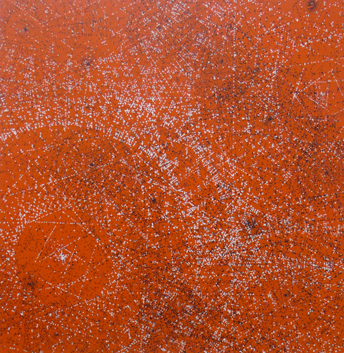 Vermillon, mine de plomb et acrylique sur toile, 130x146 cm, 2009