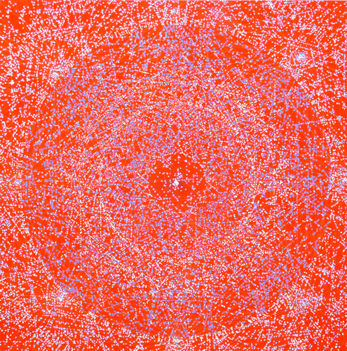 Centre Orange, mine de plomb et acrylique sur toile, 100x100cm, 2010
