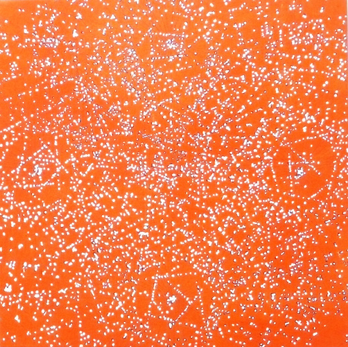 Variation du rouge 1, mine de plomb et acrylique sur toile, 35x35 cm, 2009