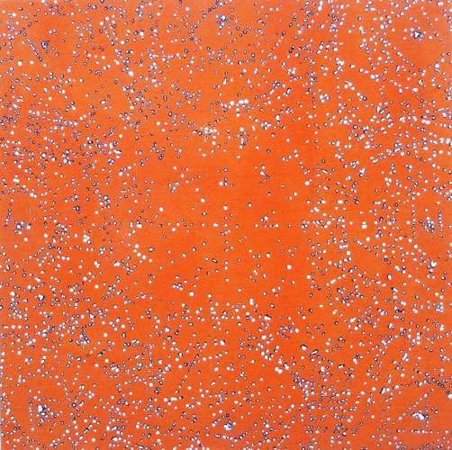 Variation du rouge II, mine de plomb et acrylique sur toile, 35x35 cm, 2009