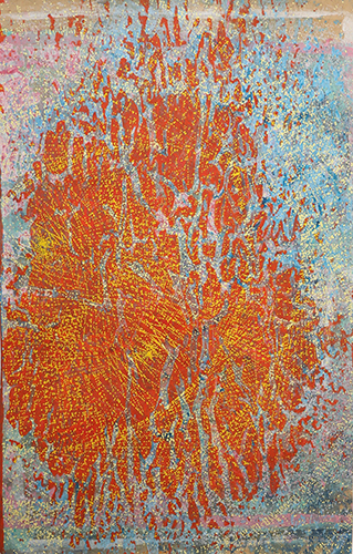 Dominante-rouge, acrylique-sur-papier, 184x118cm, 2017