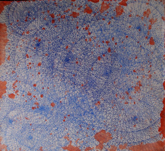 Bleu de Jouy, 220x200 cm, acrylique et mine de plomb sur toile, 2015